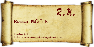 Rossa Márk névjegykártya